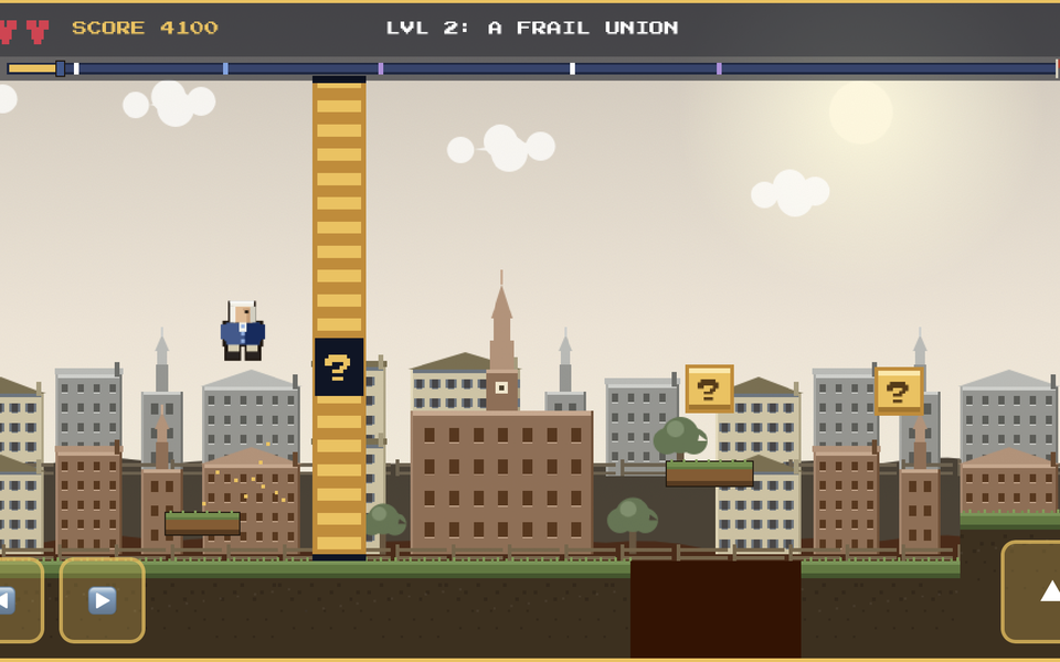Founders Quest: Pixel Republic gameplay, an 8-bit platformer level